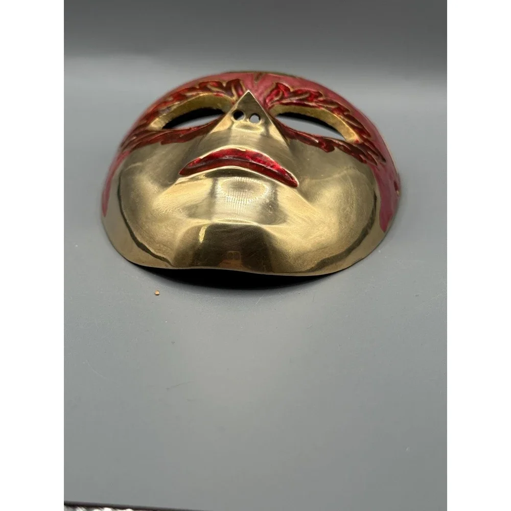 Vintage‎ Solid Brass Hand Painted Mask.
